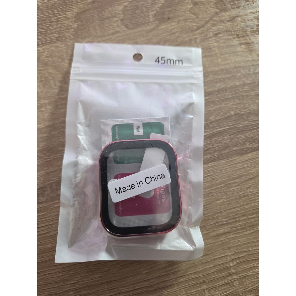 Apple Watch Screen Protector Case 45mm Pink Tempered Glass Bumper Cover